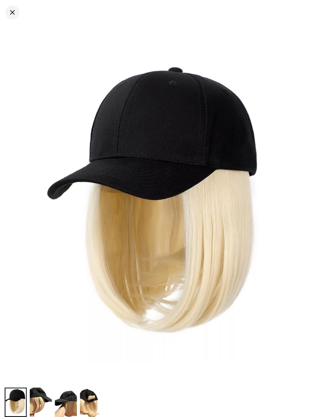 Black Baseball Cap with Blonde Wig - Women Hair